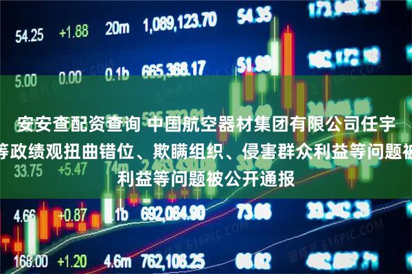 安安查配资查询 中国航空器材集团有限公司任宇、赵保辉等政绩观扭曲错位、欺瞒组织、侵害群众利益等问题被公开通报